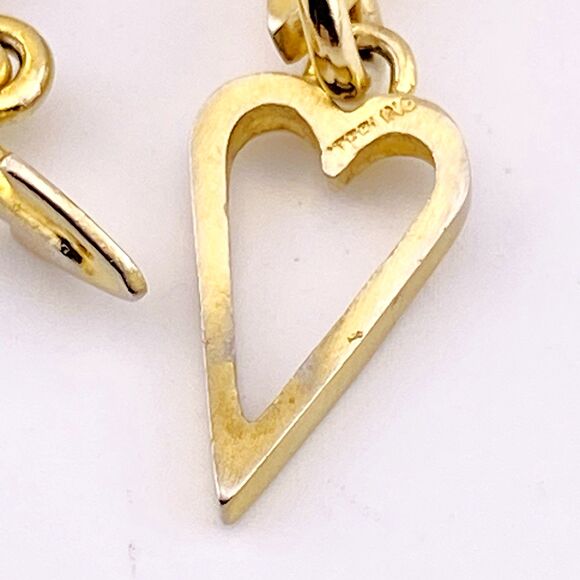 Chunky Heart Link Bracelet Gold Over Sterling Vermeil 6.25 In Arrow Clasp Retro - Picture 3 of 4
